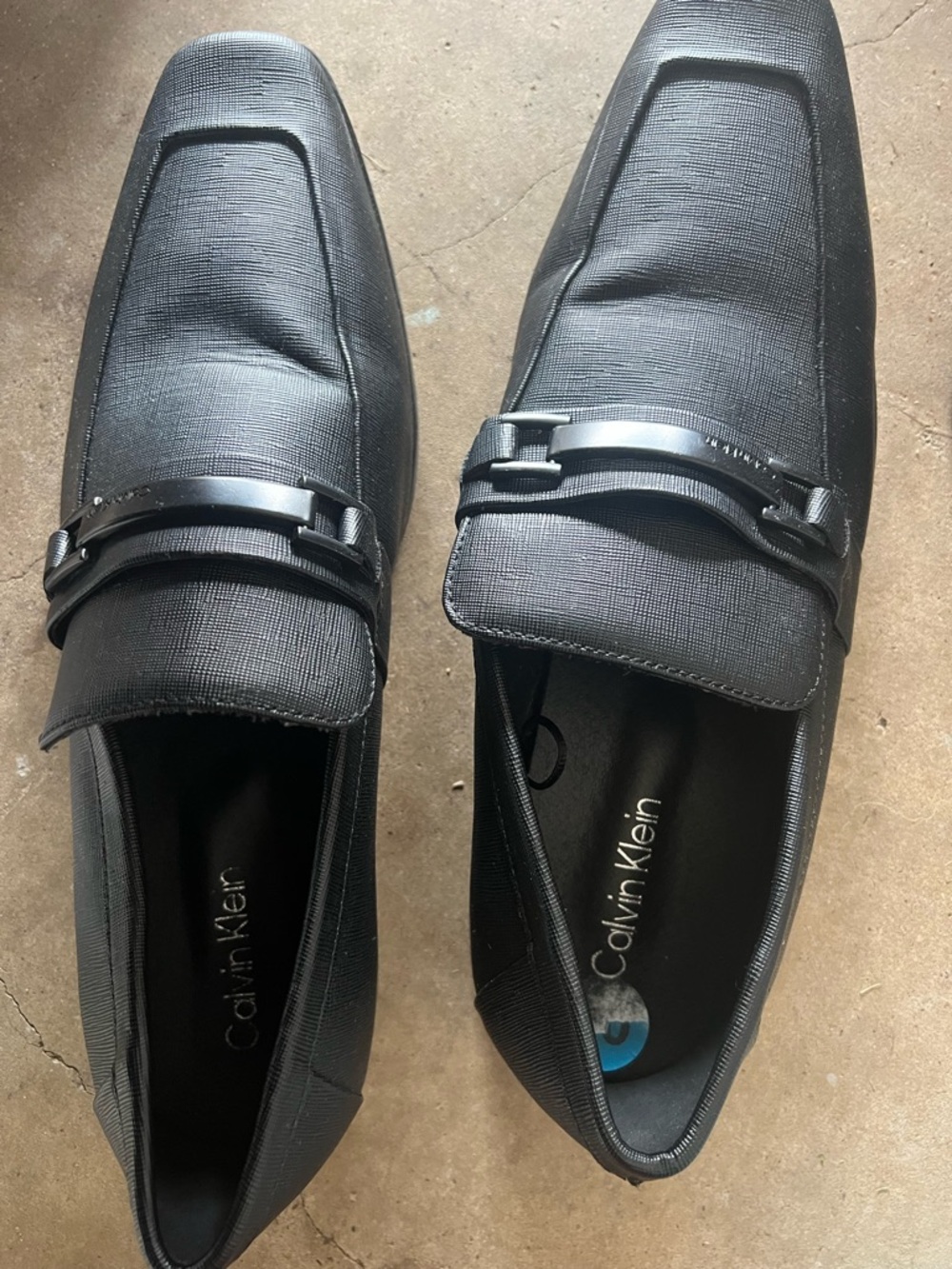 Calvin Klein Black Textured Slip-On Loafers with Metal Bit